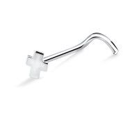 Smaller Plus Shaped Curved Nose Stud NSKB-06s